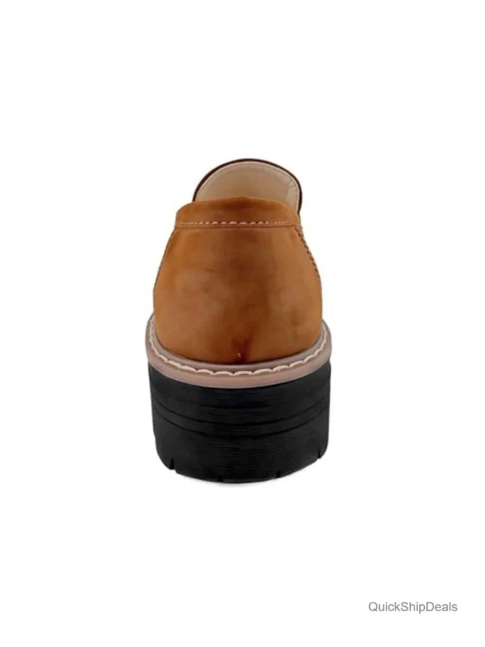 Women's Suede Penny Loafers Platform Chunky Slip-on Shoes